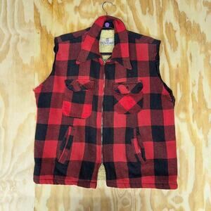 Vintage y2k 1970s flannel vest sherpa lined keith stuart